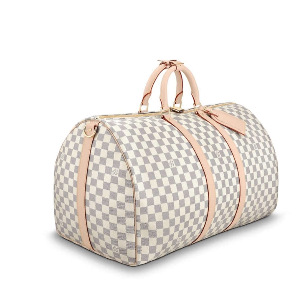 LV Keep all bandolier 55 Damier azur canvas